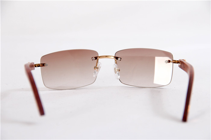 Cartier 3524012 Wood Big Lens Sunglasses In Gold Brown - DopestKickz