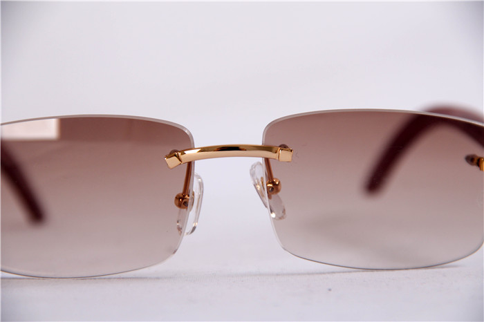 Cartier 3524012 Wood Big Lens Sunglasses In Gold Brown - DopestKickz