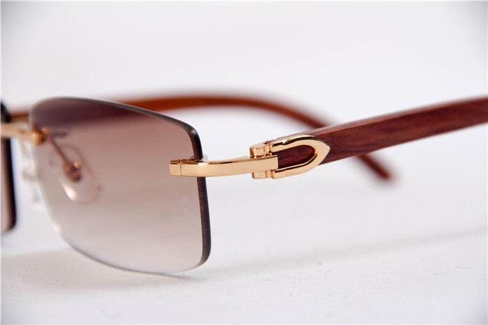 Cartier 3524012 Wood Big Lens Sunglasses In Gold Brown - DopestKickz