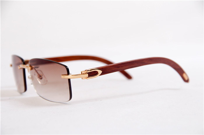 Cartier 3524012 Wood Big Lens Sunglasses In Gold Brown - DopestKickz