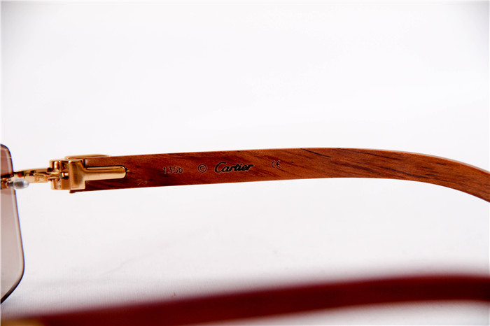 Cartier 3524012 Wood Big Lens Sunglasses In Gold Brown - DopestKickz