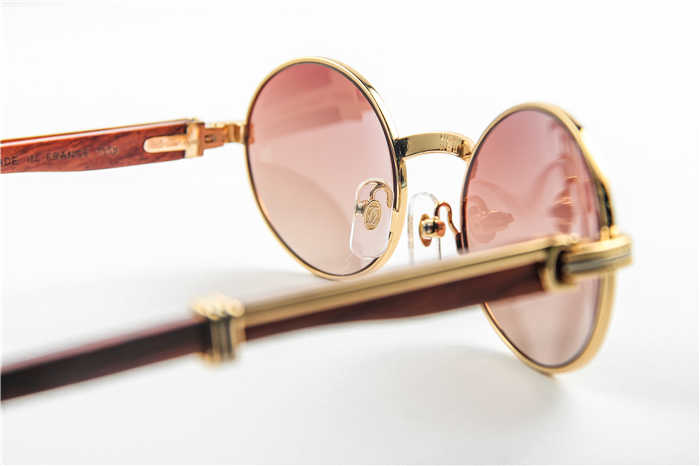 Cartier 7550178 55-22 Wood Sunglasses In Gold Brown - DopestKickz