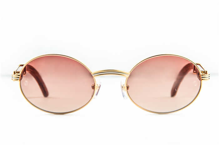 Cartier 7550178 55-22 Wood Sunglasses In Gold Brown - DopestKickz