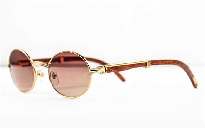 Cartier 7550178 55-22 Wood Sunglasses In Gold Brown - DopestKickz