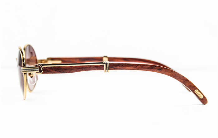 Cartier 7550178 55-22 Wood Sunglasses In Gold Brown - DopestKickz