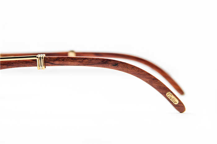 Cartier 7550178 55-22 Wood Sunglasses In Gold Brown - DopestKickz