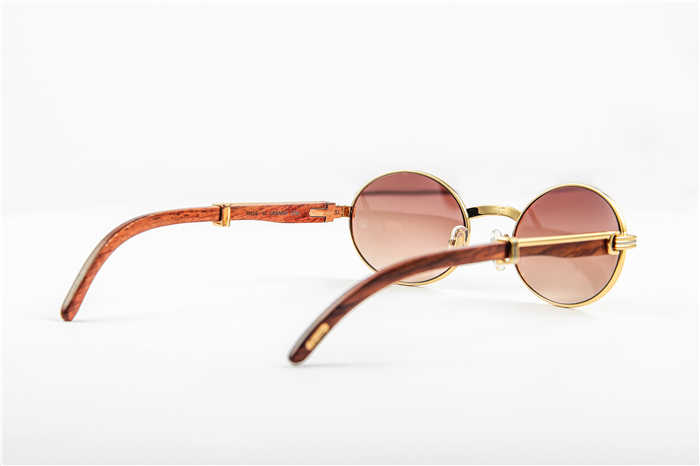 Cartier 7550178 55-22 Wood Sunglasses In Gold Brown - DopestKickz