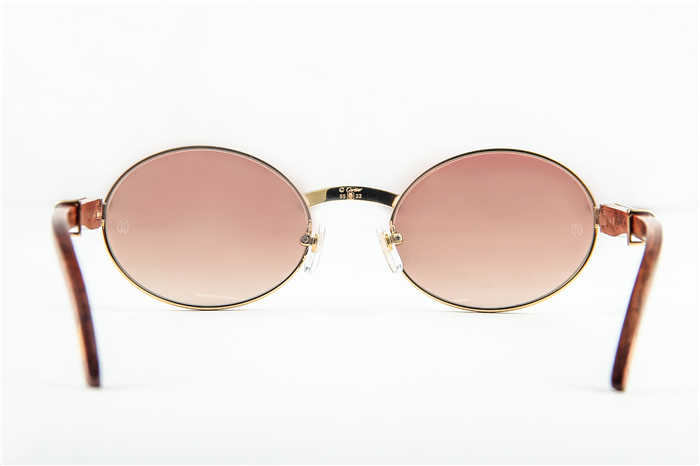 Cartier 7550178 55-22 Wood Sunglasses In Gold Brown - DopestKickz
