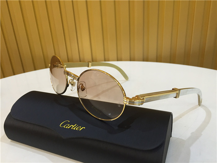Cartier 7550178 55-22 White Curve Cattle Horn Sunglasses In Gold Brown - DopestKickz