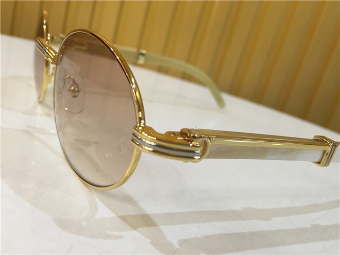 Cartier 7550178 55-22 White Curve Cattle Horn Sunglasses In Gold Brown - DopestKickz