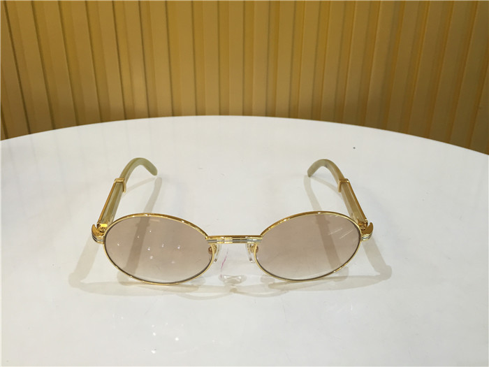 Cartier 7550178 55-22 White Curve Cattle Horn Sunglasses In Gold Brown - DopestKickz