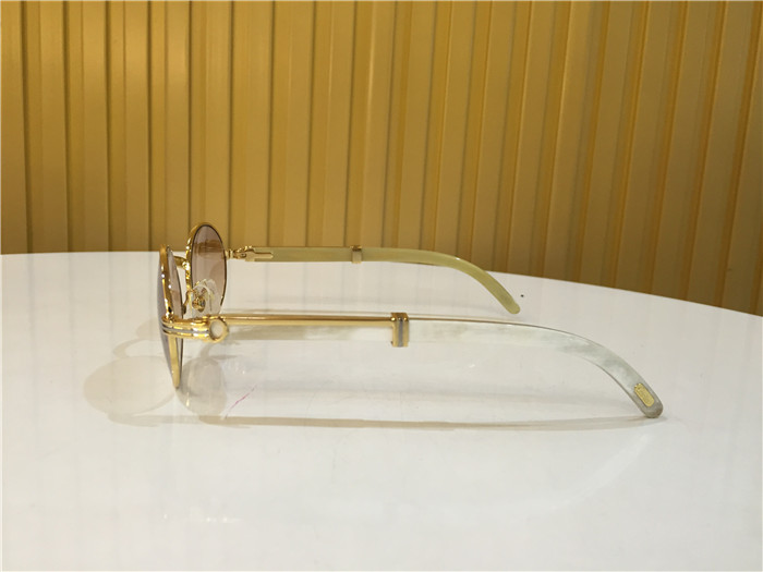Cartier 7550178 55-22 White Curve Cattle Horn Sunglasses In Gold Brown - DopestKickz