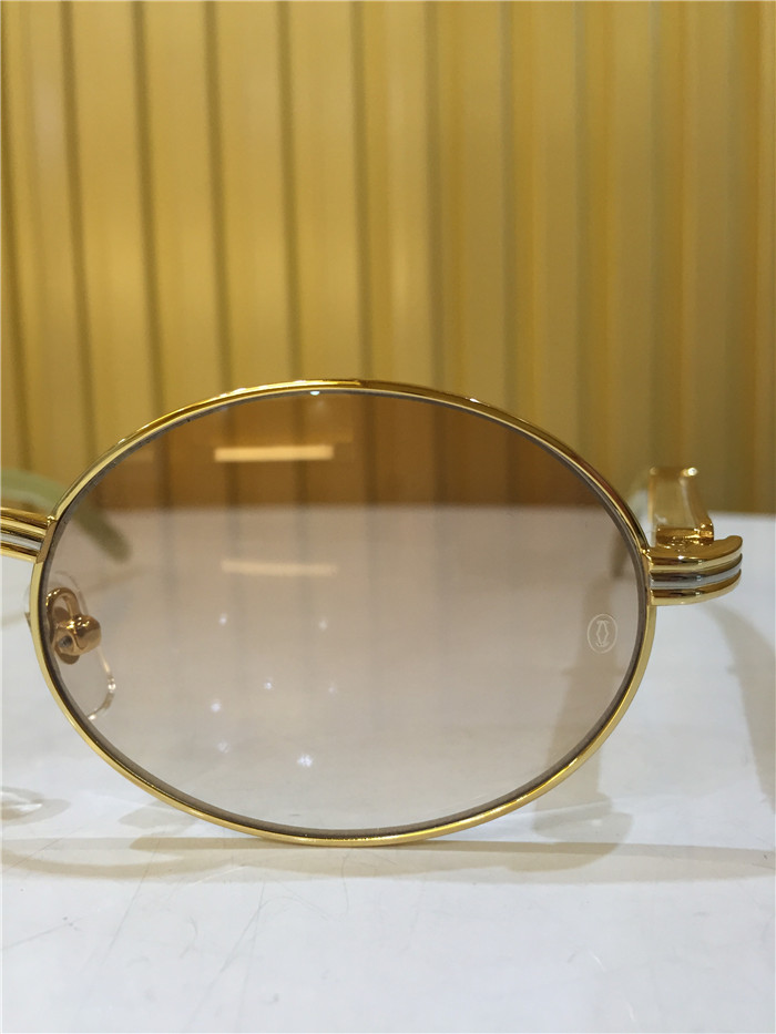 Cartier 7550178 55-22 White Curve Cattle Horn Sunglasses In Gold Brown - DopestKickz