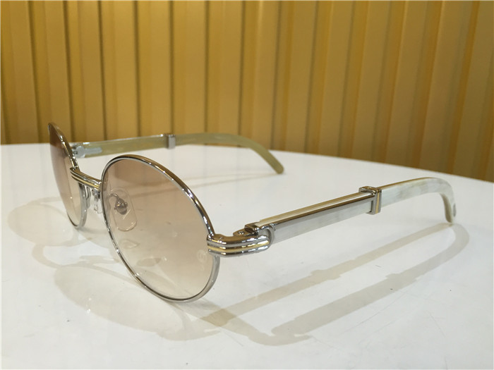 Cartier 7550178 55-22 White Curve Cattle Horn Sunglasses In Silver Brown - DopestKickz