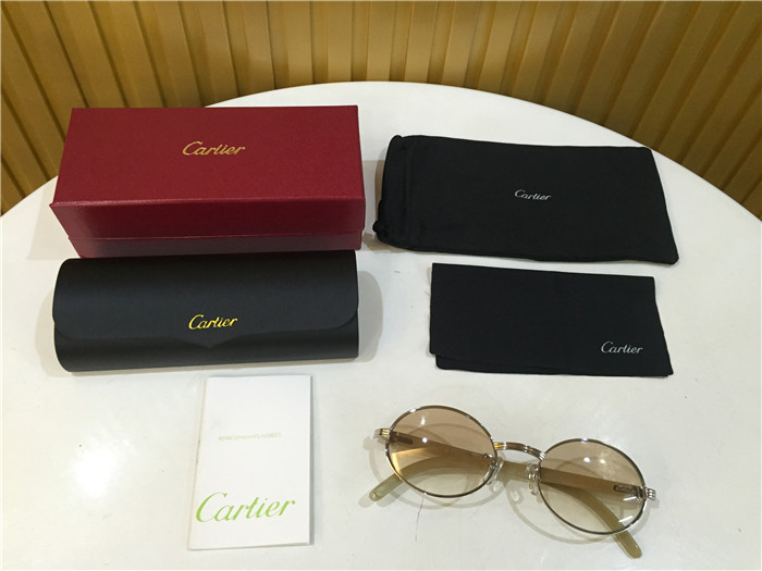Cartier 7550178 55-22 White Curve Cattle Horn Sunglasses In Silver Brown - DopestKickz