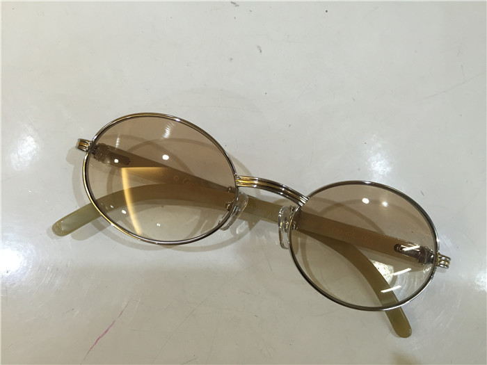 Cartier 7550178 55-22 White Curve Cattle Horn Sunglasses In Silver Brown - DopestKickz