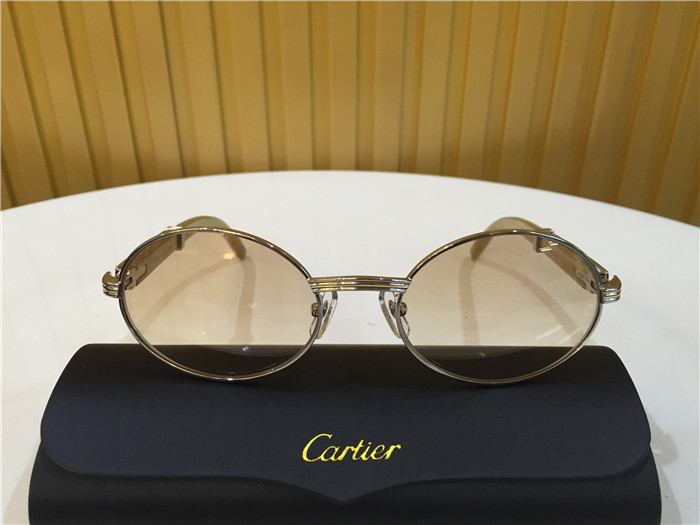 Cartier 7550178 55-22 White Curve Cattle Horn Sunglasses In Silver Brown - DopestKickz