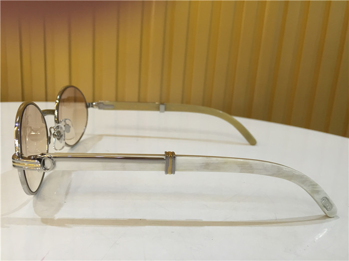Cartier 7550178 55-22 White Curve Cattle Horn Sunglasses In Silver Brown - DopestKickz