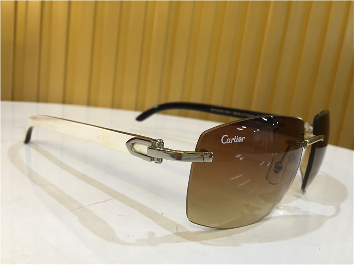 Cartier 4189705 White Mix Black Buffalo Sunglasses In Silver - DopestKickz