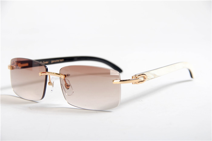 Cartier 3524012 White Mix Black Buffalo Eyeglasses In Gold - DopestKickz