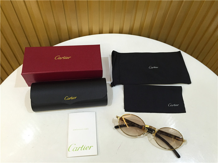 Cartier 7550178 55-22 Black Curve Cattle Horn Sunglasses In Gold Brown - DopestKickz