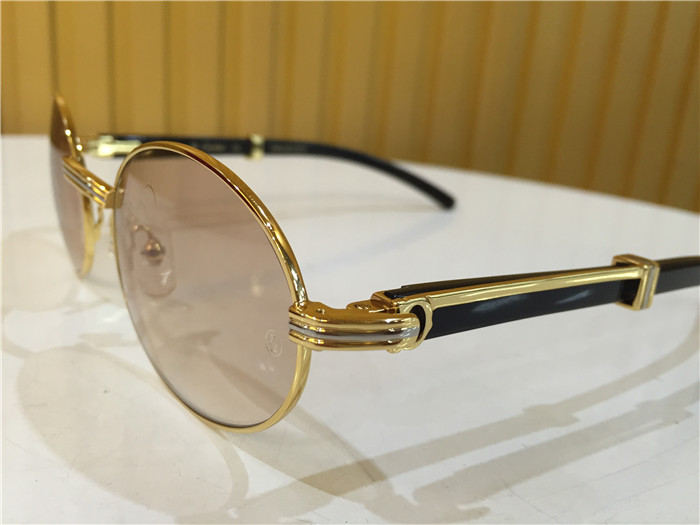 Cartier 7550178 55-22 Black Curve Cattle Horn Sunglasses In Gold Brown - DopestKickz