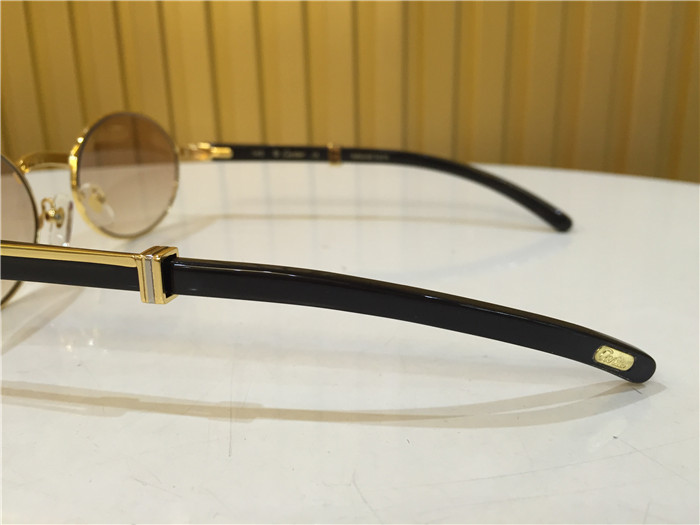 Cartier 7550178 55-22 Black Curve Cattle Horn Sunglasses In Gold Brown - DopestKickz