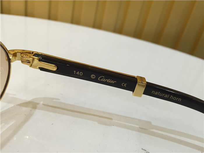 Cartier 7550178 55-22 Black Curve Cattle Horn Sunglasses In Gold Brown - DopestKickz