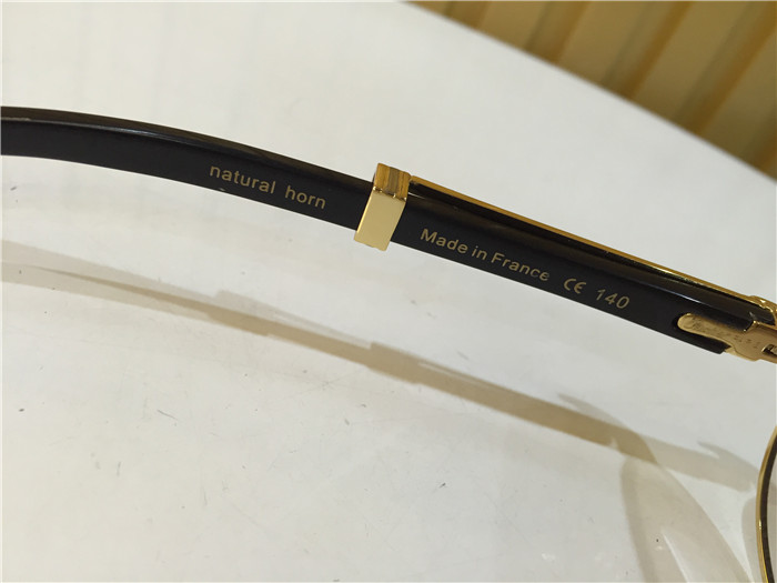 Cartier 7550178 55-22 Black Curve Cattle Horn Sunglasses In Gold Brown - DopestKickz