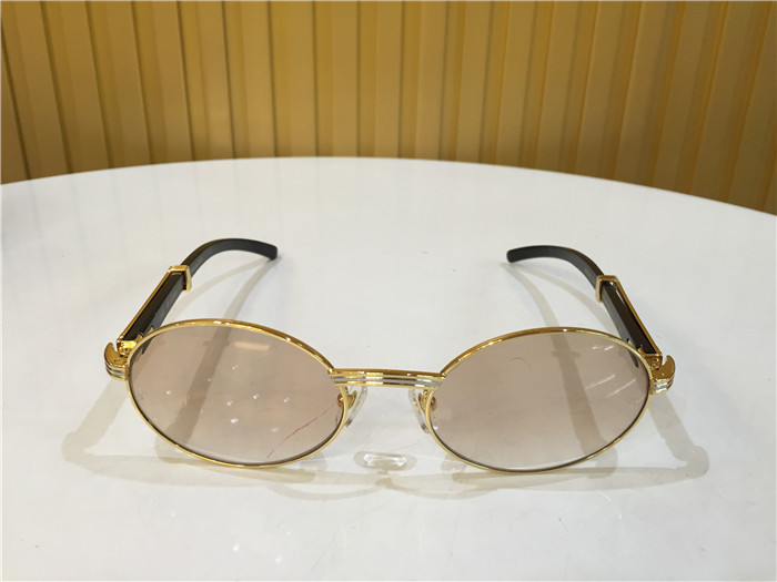 Cartier 7550178 55-22 Black Curve Cattle Horn Sunglasses In Gold Brown - DopestKickz