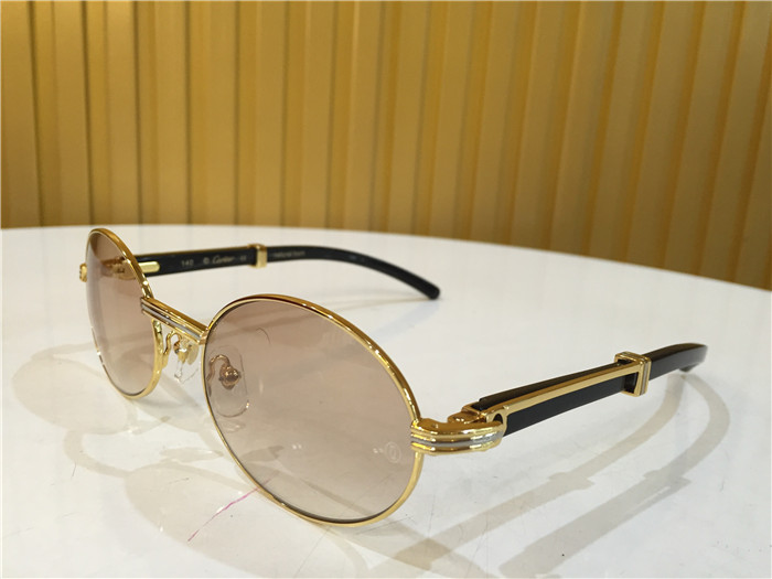 Cartier 7550178 55-22 Black Curve Cattle Horn Sunglasses In Gold Brown - DopestKickz