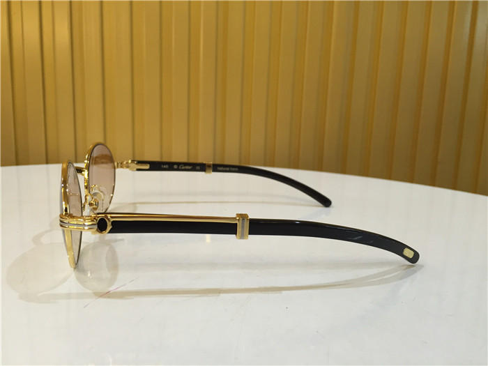 Cartier 7550178 55-22 Black Curve Cattle Horn Sunglasses In Gold Brown - DopestKickz