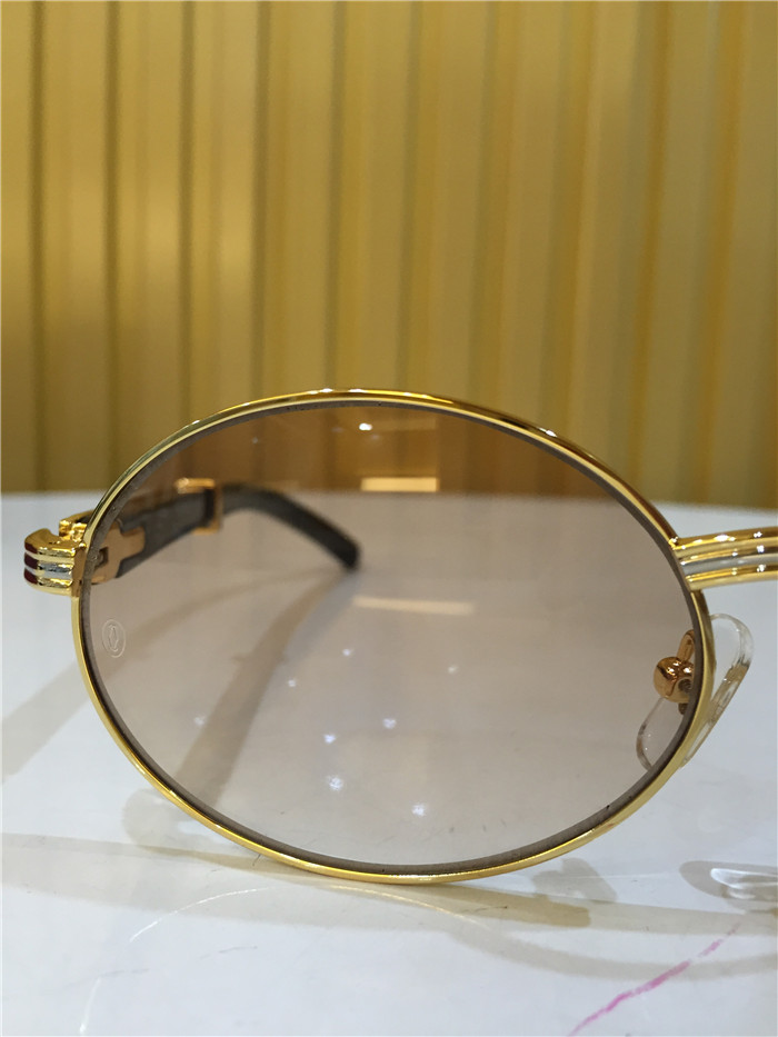 Cartier 7550178 55-22 Black Curve Cattle Horn Sunglasses In Gold Brown - DopestKickz