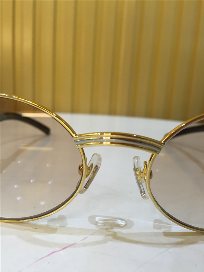 Cartier 7550178 55-22 Black Curve Cattle Horn Sunglasses In Gold Brown - DopestKickz