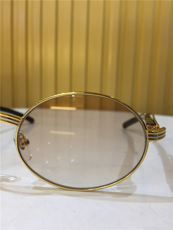 Cartier 7550178 55-22 Black Curve Cattle Horn Sunglasses In Gold Brown - DopestKickz