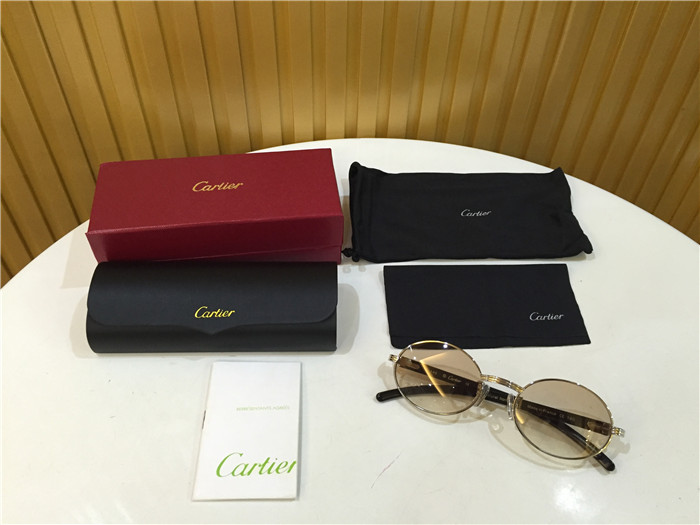 Cartier 7550178 55-22 Black Curve Cattle Horn Sunglasses In Silver Brown - DopestKickz