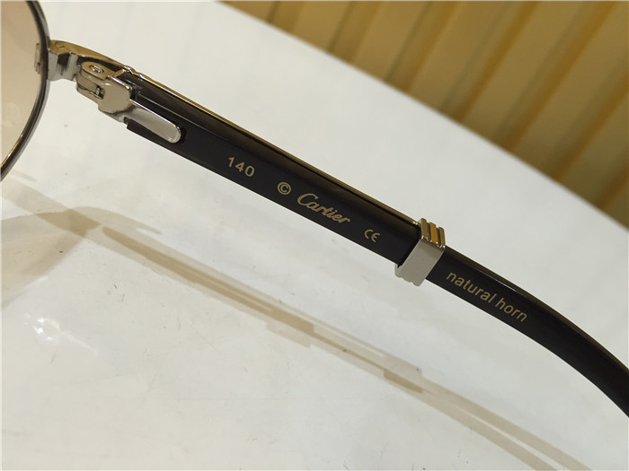 Cartier 7550178 55-22 Black Curve Cattle Horn Sunglasses In Silver Brown - DopestKickz