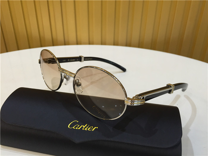 Cartier 7550178 55-22 Black Curve Cattle Horn Sunglasses In Silver Brown - DopestKickz