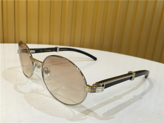 Cartier 7550178 55-22 Black Curve Cattle Horn Sunglasses In Silver Brown - DopestKickz