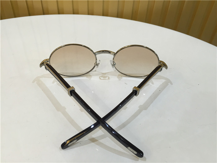Cartier 7550178 55-22 Black Curve Cattle Horn Sunglasses In Silver Brown - DopestKickz