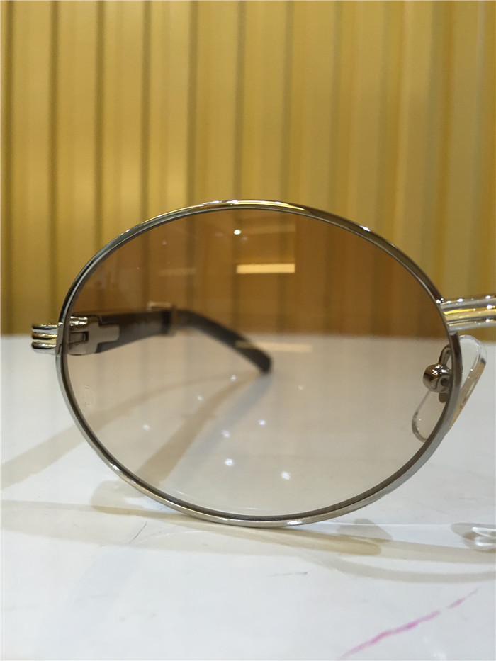 Cartier 7550178 55-22 Black Curve Cattle Horn Sunglasses In Silver Brown - DopestKickz