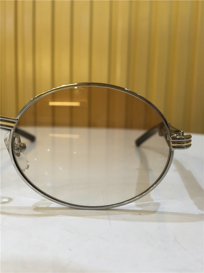 Cartier 7550178 55-22 Black Curve Cattle Horn Sunglasses In Silver Brown - DopestKickz