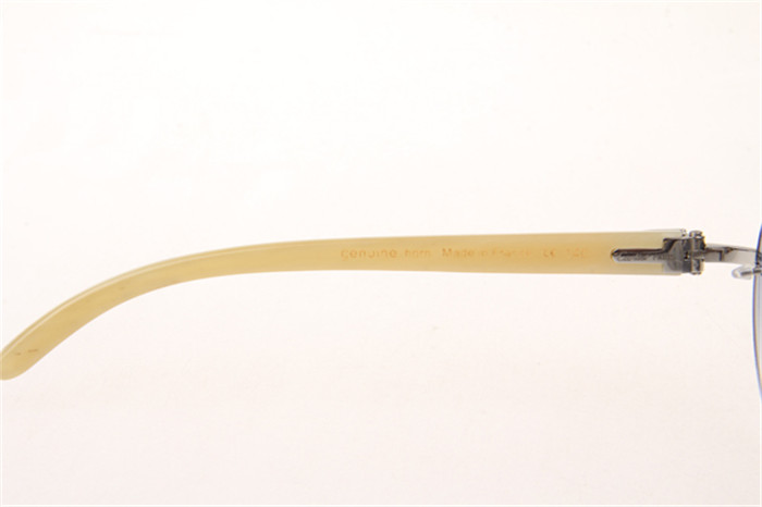 Cartier 3524012 Diamond White Buffalo Sunglasses In Silver With Grey Gradient Round Lens - DopestKickz