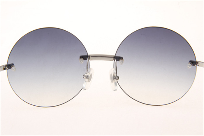 Cartier 3524012 Diamond White Buffalo Sunglasses In Silver With Grey Gradient Round Lens - DopestKickz