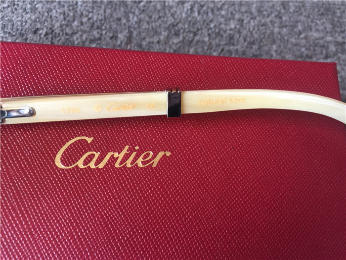 Cartier 7550178 57-22 White Curve Cattle  Horn  Sunglasses In  Gold Brown - DopestKickz