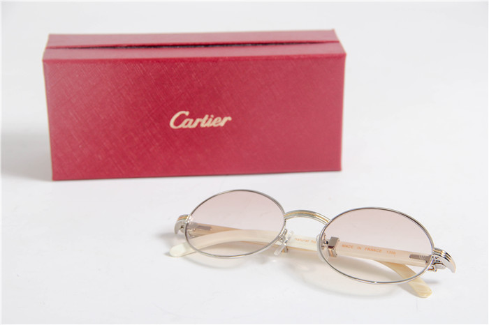 Cartier 7550178 57-22 White Curve Cattle  Horn  Sunglasses In  Gold Brown - DopestKickz