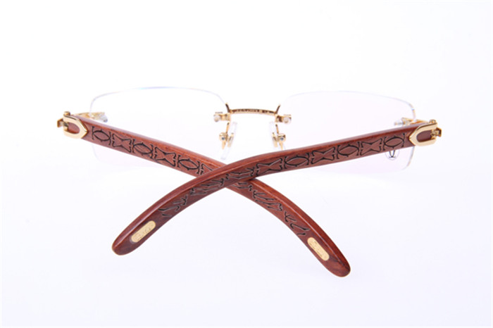 Cartier 3524013 Wood Eyeglasses In Gold - DopestKickz