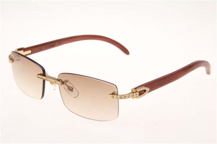 Cartier 3524012 Diamond Wood Sunglasses In Gold With Brown Gradient Lens - DopestKickz