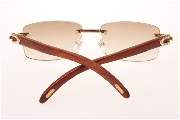 Cartier 3524012 Diamond Wood Sunglasses In Gold With Brown Gradient Lens - DopestKickz