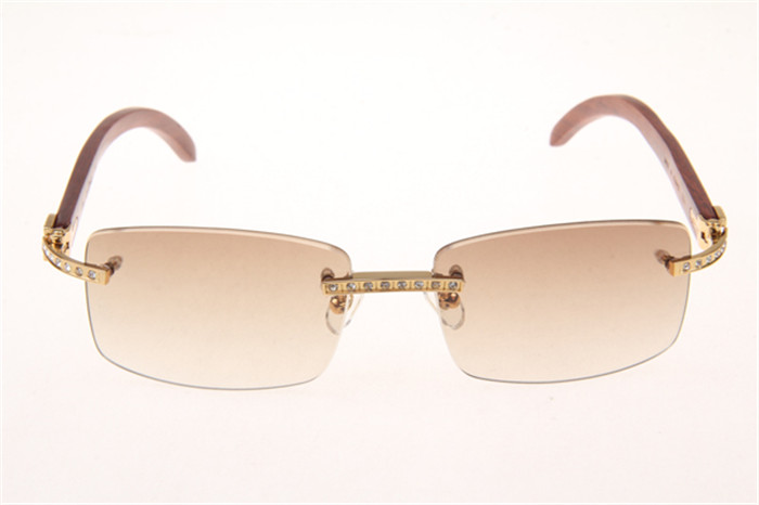 Cartier 3524012 Diamond Wood Sunglasses In Gold With Brown Gradient Lens - DopestKickz